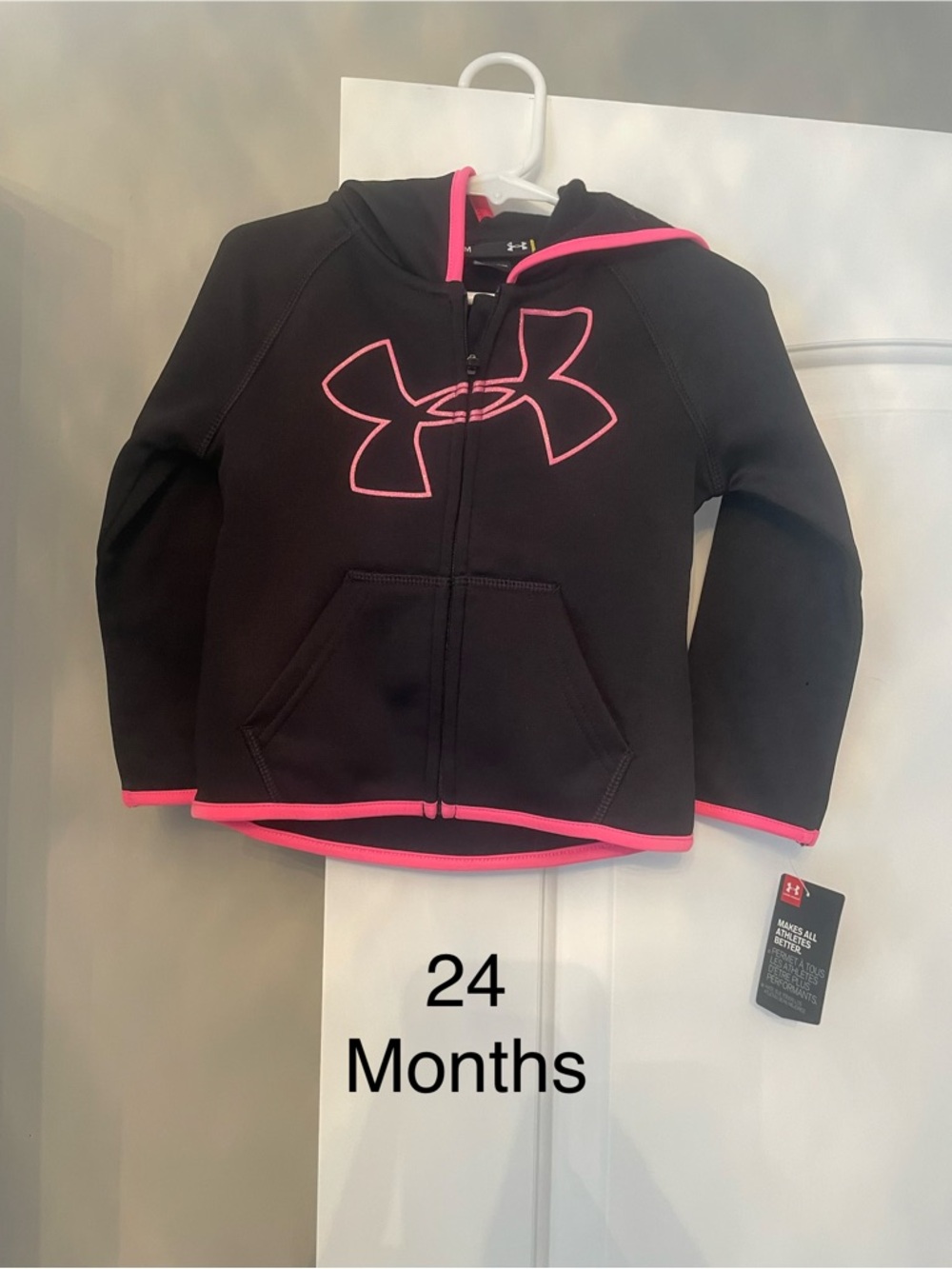 Under Armour Black Hoodie with Pink Trim - Toddler